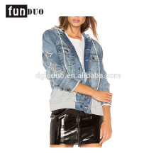 latest design women hoodies denim jacket fashion long sleeve hoodies jacket